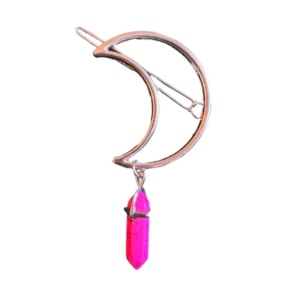 🌻5 for $25🌻 Crescent Moon & Pink Gem Stone Hair Clip (or free with purchase!)